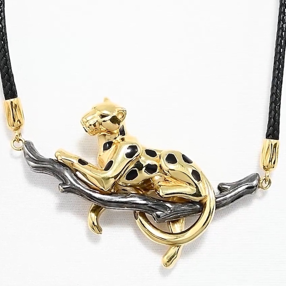 NWT SokolovJewellery Feline Leopard Gold Plated Over Silver  Enamel Necklace